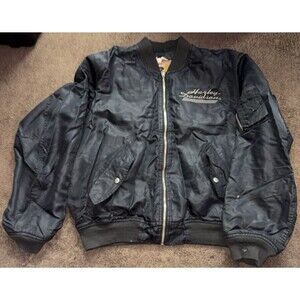 Large Mens Harley Davidson Full Zip Bomber Black Jacket Legendary